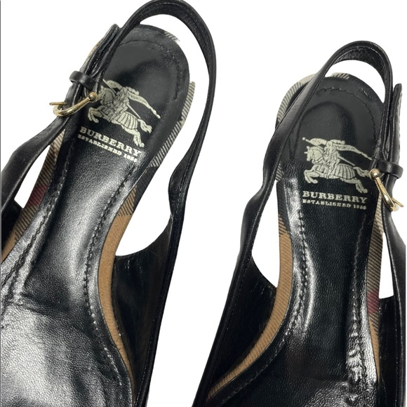 Burberry | Round Toe Slingback Buckle Flats Black 36.5 - Picture 4 of 10